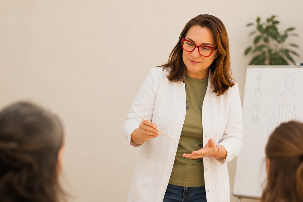 María Piedad Hernández Bilbao impartiendo docencia en Medicina Tradicional China